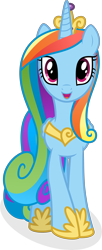 Size: 2000x4906 | Tagged: safe, princess cadance, rainbow dash, alicorn, pony, g4, crown, hoof shoes, jewelry, race swap, rainbowcorn, recolor, regalia, simple background, slender, thin, transparent background, vector