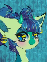 Size: 1280x1677 | Tagged: safe, artist:deathpatty, oc, oc only, pony, seapony (g4), bust, horn, portrait, simple background, solo