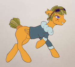 Size: 2301x2052 | Tagged: safe, artist:zosma-art, oc, oc only, oc:vincia nay, pegasus, pony, clothes, female, freckles, glasses, high res, mare, paint tool sai, piercing, short hair, solo, traditional art
