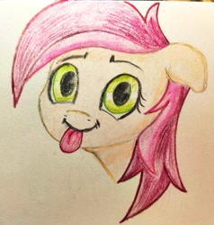Size: 647x680 | Tagged: safe, artist:sv37, roseluck, earth pony, pony, g4, :p, bust, floppy ears, head only, looking at you, portrait, solo, tongue out