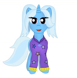 Size: 1280x1291 | Tagged: safe, artist:derpessivepony, trixie, pony, unicorn, g4, alternate hairstyle, babysitter trixie, clothes, female, hoodie, mare, simple background, solo, white background