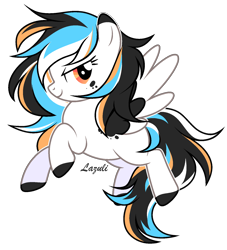 Size: 1500x1653 | Tagged: safe, artist:mint-light, oc, oc only, pegasus, pony, colored hooves, commission, eyelashes, pegasus oc, signature, simple background, smiling, solo, transparent background, wings, ych result