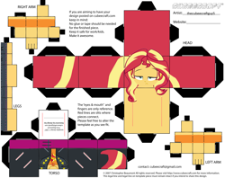 Size: 2979x2354 | Tagged: safe, sunset shimmer, human, equestria girls, g4, craft, cubeecraft, high res, humanized, papercraft, printable, solo