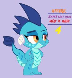 Size: 1484x1612 | Tagged: safe, artist:kitarehamakura, princess ember, dragon, g4, baby, baby dragon, female, hand on hip, implied spike, simple background, solo