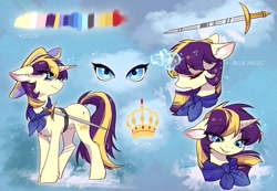 Size: 1024x708 | Tagged: safe, artist:swaybat, oc, oc only, pony, unicorn, explicit source, reference sheet, sword, weapon