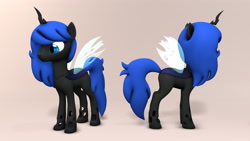 Size: 1920x1080 | Tagged: safe, artist:whiteskypony, oc, oc only, oc:blue visions, changeling, 3d, blue changeling, solo