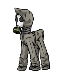 Size: 700x900 | Tagged: safe, artist:vadytwy, pony, unicorn, gas mask, hazmat suit, mask, protective suit, respirator, solo