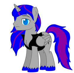 Size: 3128x3076 | Tagged: safe, artist:rainsstudio, derpibooru exclusive, oc, oc only, oc:black rain, alicorn, pony, 2021 community collab, derpibooru community collaboration, clothes, fetlock tuft, high res, long hair, looking at you, male, simple background, solo, stallion, torn ear, transparent background, vest
