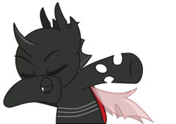 Size: 3508x2480 | Tagged: safe, artist:shifttgc, oc, oc only, oc:shift changeling, changeling, .svg available, base used, changeling oc, changeling wings, dab, fangs, high res, red changeling, red wings, simple background, svg, transparent background, transparent wings, vector, wings