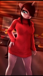 Size: 2160x3840 | Tagged: safe, artist:alcohors, oc, oc only, oc:margarita, unicorn, anthro, 3d, clothes, female, fishnet stockings, high res, solo, source filmmaker, sweater