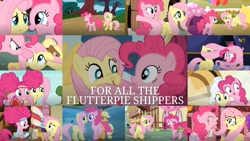 Size: 1280x721 | Tagged: safe, edit, edited screencap, editor:quoterific, screencap, applejack, fluttershy, pinkie pie, earth pony, pegasus, pony, bats!, buckball season, dragonshy, filli vanilli, g4, party of one, party pooped, putting your hoof down, scare master, the one where pinkie pie knows, the super speedy cider squeezy 6000, too many pinkie pies, balloon, compilation, confetti, female, implied shipping, lesbian, mare, pinkie puffs, pinktails pie, ship:flutterpie, shipping