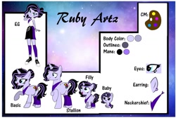 Size: 1080x726 | Tagged: safe, artist:rxndxm.artist, oc, oc only, pony, unicorn, equestria girls, g4, clothes, converse, equestria girls-ified, female, filly, horn, male, mare, raised hoof, reference sheet, shoes, skirt, smiling, stallion, unicorn oc