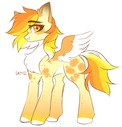 Size: 2500x2604 | Tagged: safe, artist:mint-light, oc, oc only, pegasus, pony, chest fluff, colored hooves, high res, pegasus oc, signature, simple background, solo, two toned wings, white background, wings