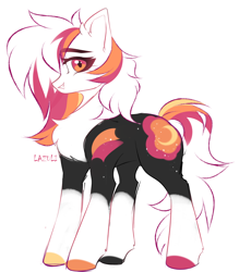 Size: 2286x2611 | Tagged: safe, artist:mint-light, oc, oc only, earth pony, pony, chest fluff, colored hooves, earth pony oc, high res, signature, simple background, solo, white background