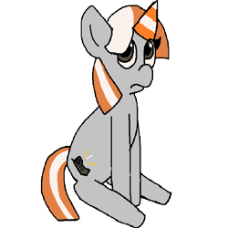 Size: 800x800 | Tagged: safe, artist:blossomgutz, oc, oc only, oc:cone pone, pony, 2021 community collab, derpibooru community collaboration, female, looking at you, mare, ms paint, simple background, sitting, solo, traffic cone, transparent background