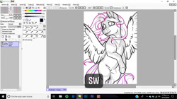 Size: 960x539 | Tagged: safe, artist:silentwolf-oficial, fluttershy, pegasus, pony, g4, female, lineart, mare, paint tool sai, solo