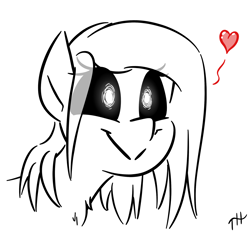 Size: 2150x2000 | Tagged: safe, artist:fakskis, oc, oc only, oc:wisp, ghost, ghost pony, pony, undead, chest fluff, female, heart, high res, monochrome, simple background, solo, white background