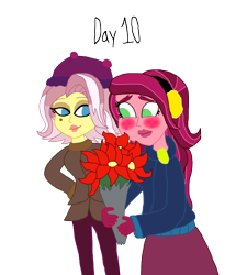 Size: 1280x1485 | Tagged: safe, artist:horroraceman93, gloriosa daisy, vignette valencia, equestria girls, g4, blushing, duo, female, gloriette, lesbian, poinsettia, shipping, simple background, transparent background