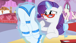 Size: 1920x1080 | Tagged: safe, screencap, rarity, pony, unicorn, for whom the sweetie belle toils, g4, my little pony: friendship is magic, female, glasses, magic, mare, telekinesis