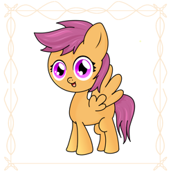 Size: 1000x1000 | Tagged: safe, scootaloo, pegasus, pony, g4, female, filly, mane, simple background, solo, tail, wings