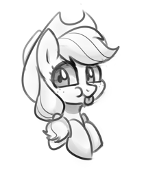 Size: 2104x2500 | Tagged: safe, artist:handgunboi, applejack, earth pony, pony, g4, :p, cowboy hat, cute, female, grayscale, hat, high res, jackabetes, mare, monochrome, silly, silly pony, simple background, tongue out, white background, who's a silly pony