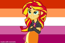 Size: 2048x1364 | Tagged: safe, artist:tangojojo, sunset shimmer, equestria girls, g4, my little pony equestria girls, lesbian flag, lesbian pride flag, pride, pride flag, solo