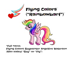 Size: 1280x983 | Tagged: safe, artist:starponys87, oc, pegasus, pony, different mane and tail, donut steel, heart, lightning, magenta eyes, multicolored hair, parody, pegasus oc, puking rainbows, rainbow, rainbow hair, shooting star, vomit, vomiting, wings