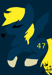 Size: 500x719 | Tagged: safe, artist:amgiwolf, oc, oc only, pegasus, pony, 47, blue background, colored hooves, eyes closed, heart, pegasus oc, signature, simple background, solo, wings