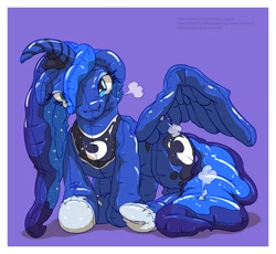 Size: 2000x1838 | Tagged: safe, artist:makishi_ookami, princess luna, inflatable pony, pony, g4, deflating, deflation, floppy ears, floppy horn, horn, inflatable, solo