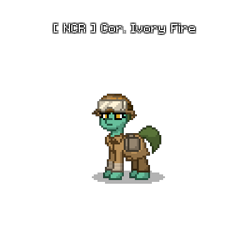 Size: 400x400 | Tagged: safe, oc, oc only, oc:cor. ivory fire, earth pony, pony, ashes town, fallout equestria, clothes, female, mare, military uniform, ncr, pixel art, solo, uniform