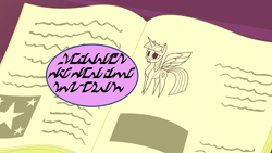 Size: 1280x720 | Tagged: safe, edit, edited screencap, editor:korora, screencap, amending fences, g4, d'ni language, d'ni script, grammar error, haycartes' method, implied moondancer, myst, paper twilight, speech, speech bubble, talking, translated in the description