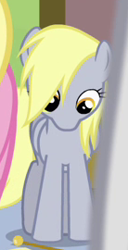 Size: 138x270 | Tagged: safe, screencap, derpy hooves, pony, g4, rainbow falls, cropped, cute, derpabetes, female, looking down, mare, smiling, snout, solo focus