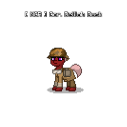 Size: 400x400 | Tagged: safe, oc, oc only, oc:delilah dusk, earth pony, pony, ashes town, fallout equestria, clothes, female, mare, military uniform, ncr, pixel art, solo, uniform