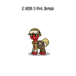 Size: 400x400 | Tagged: safe, oc, oc only, oc:brick, earth pony, pony, ashes town, fallout equestria, clothes, male, military uniform, ncr, pixel art, solo, stallion, uniform