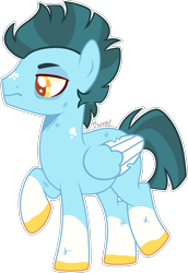 Size: 2025x2947 | Tagged: safe, artist:kurosawakuro, oc, oc only, pegasus, pony, base used, high res, magical gay spawn, male, offspring, parent:soarin', parent:thunderlane, parents:soarilane, simple background, solo, stallion, transparent background, two toned wings, wings