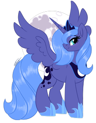 Size: 2104x2694 | Tagged: safe, artist:inspiredpixels, princess luna, alicorn, pony, g4, cute, high res, lunabetes, mare in the moon, moon, s1 luna, simple background, solo, spread wings, transparent background, wings