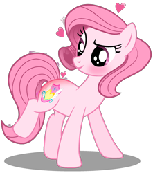 Size: 1912x2163 | Tagged: safe, artist:muhammad yunus, oc, oc only, oc:annisa trihapsari, earth pony, pony, g4, alternate hairstyle, blushing, butt blush, female, heart, mare, oops, simple background, smiling, solo, transparent background
