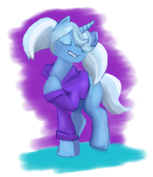 Size: 903x1039 | Tagged: safe, artist:gunslingerpen, trixie, pony, g4, alternate hairstyle, babysitter trixie, clothes, hoodie, simple background, solo, transparent background