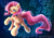 Size: 1414x1000 | Tagged: safe, artist:chaosangeldesu, fluttershy, butterfly, pegasus, pony, g4, blushing, butt, chest fluff, cute, dock, female, flutterbutt, looking away, mare, one wing out, plot, raised hoof, shyabetes, smiling, solo, stray strand, tail, wings