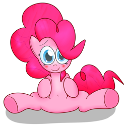 Size: 1280x1280 | Tagged: safe, artist:mr-degration, pinkie pie, earth pony, pony, g4, belly button, blushing, female, simple background, solo, spread legs, spreading, transparent background