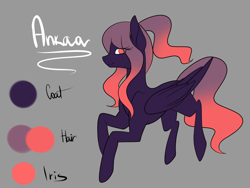 Size: 1400x1050 | Tagged: safe, artist:minelvi, oc, oc only, oc:ankaa, pegasus, pony, female, gray background, mare, pegasus oc, reference sheet, simple background, solo, wings