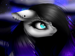 Size: 1400x1050 | Tagged: safe, artist:minelvi, oc, oc only, earth pony, pony, bust, ear piercing, earring, earth pony oc, eyelashes, eyeliner, female, jewelry, makeup, mare, piercing, solo