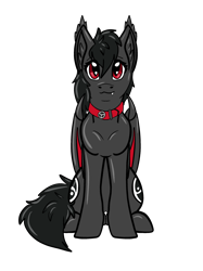 Size: 2048x2732 | Tagged: safe, artist:red moon hawk, oc, oc only, oc:qetesh, bat pony, pony, 2021 community collab, derpibooru community collaboration, collar, female, high res, simple background, sitting, smiling, solo, transparent background