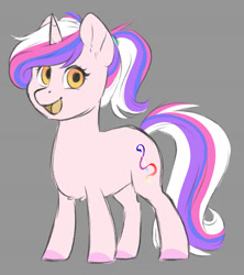 Size: 853x960 | Tagged: safe, artist:silentwolf-oficial, oc, oc only, pony, unicorn, colored hooves, gray background, horn, open mouth, simple background, smiling, solo, unicorn oc