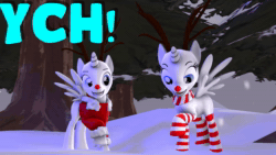 Size: 1920x1080 | Tagged: safe, artist:mod_pone_the_mod, pony, 3d, animated, christmas, clothes, commission, female, holiday, male, no sound, snow, socks, source filmmaker, striped socks, tree, webm, winter, your character here