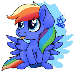 Size: 2879x2800 | Tagged: safe, artist:spokenmind93, oc, pegasus, pony, :p, chibi, high res, multicolored hair, pegasus oc, rainbow hair, signature, simple background, sitting, tongue out, transparent background, wings