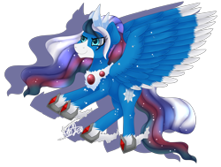 Size: 3703x2800 | Tagged: safe, artist:spokenmind93, oc, pegasus, pony, detailed shading, female, flying, high res, jewelry, mare, multi-colored mane, regalia, signature, simple background, solo, transparent background, wings