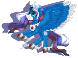 Size: 3703x2800 | Tagged: safe, artist:spokenmind93, oc, pegasus, pony, detailed shading, female, flying, high res, jewelry, mare, multicolored mane, regalia, signature, simple background, solo, transparent background, wings