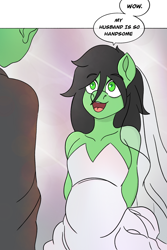 Size: 2000x3000 | Tagged: safe, artist:ezralight, oc, oc:anon, oc:anon-mare, anthro, chubby, clothes, dress, fat, female, high res, male, meme, meme origin, tuxedo, veil, wedding dress