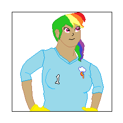 Size: 250x250 | Tagged: safe, artist:nate5700, rainbow dash, human, g4, 1000 hours in ms paint, bust, female, humanized, pixel art, simple background, solo, white background